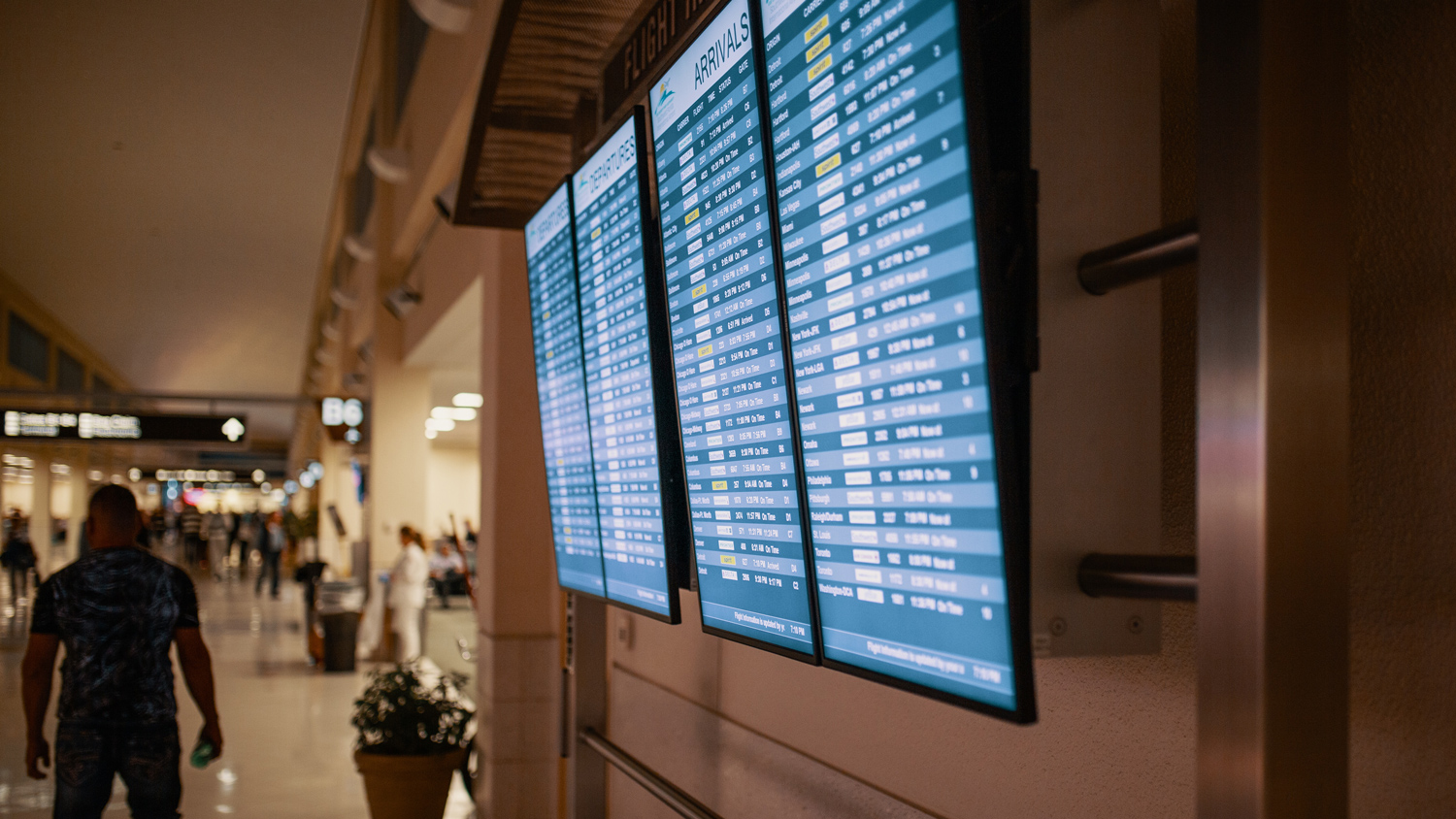 Information screens at an airport